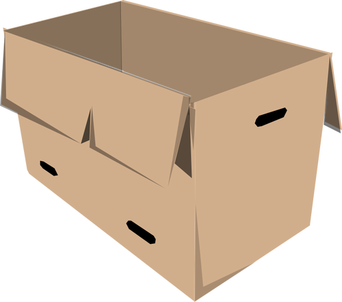 Clip art of open recyclable cardboard box