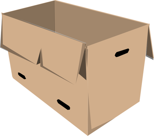 Clip art of open recyclable cardboard box