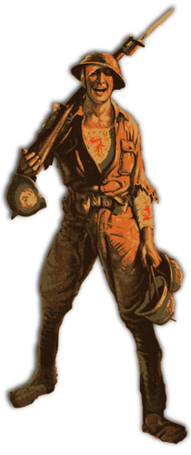 Vektorový obrázek voják s puškou.