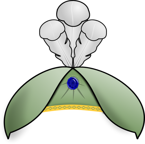 ClipArt i grön hatt med strutsfjädrar och en pärla