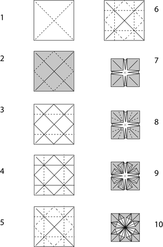 Instrukce origami dekorace vektorové ilustrace