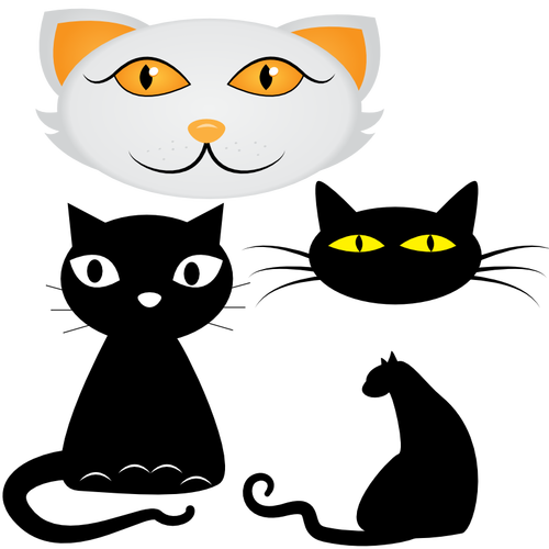 Cztery kot twarze wektor clipart