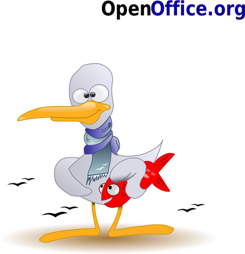 Hairless duck with fish vector illustration