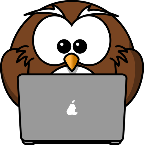 Pöllö kannettavan tietokoneen vektoripiirustin