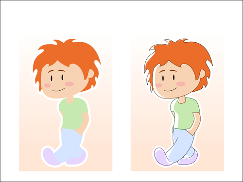 Vector illustration of cartoon boy in pastel clothes