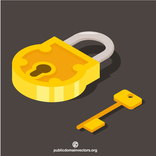 Padlock and a key 3d vector