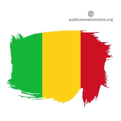 Målade flagga Mali på vit yta