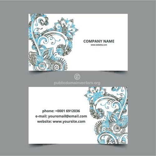 Business card template with floral decoration