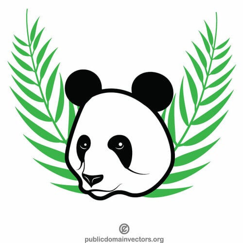 Panda and bamboo lieaves | Public domain vectors