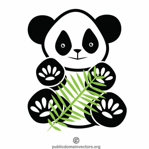Panda bear with bamboo branch