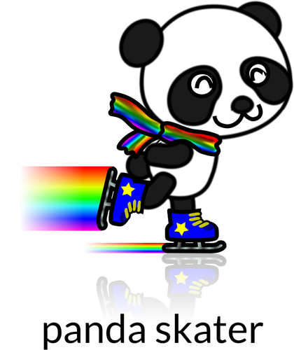 Vector afbeelding van regenboog trailpanda skate