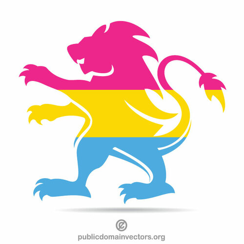 Lion héraldique héraldique de drapeau de fierté pansexuelle