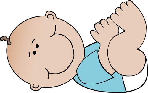 Vector drawing of lying cartoon baby boy