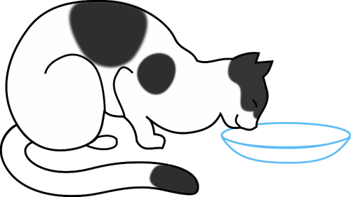 Katze trinkt Milch aus Pot-Vektor-Bild