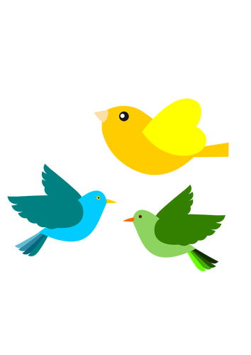 Clipart de trois différents oiseaux en vol