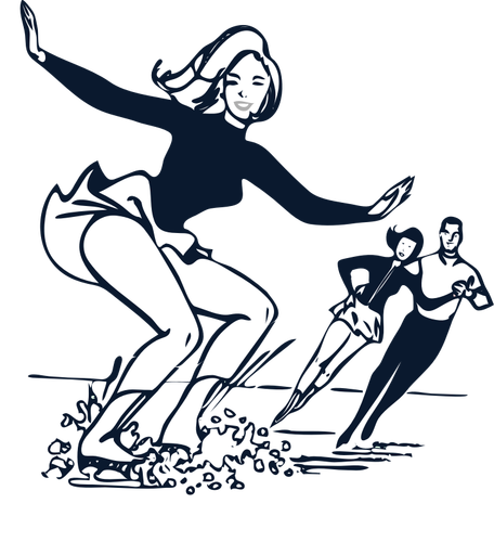 Ice skating lady coloring page vector drawing