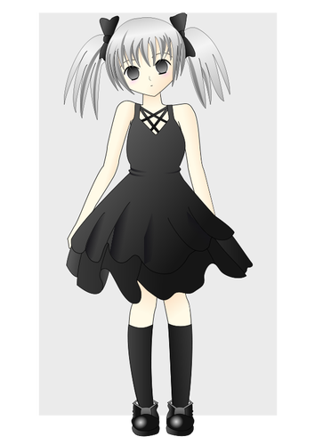 Vector drawing of girl with silver hair