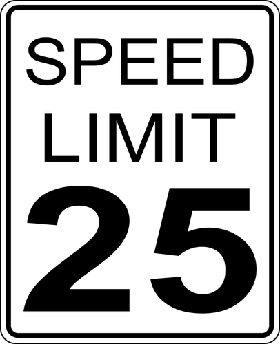 Höchstgeschwindigkeit 25 Roadsign-Vektor-Bild