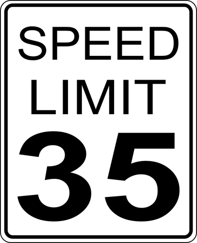 Ograniczenie prędkości 35 drogowskaz wektorowa