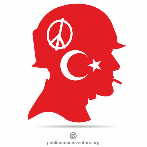 तुर्की ध्वज के साथ शांति के सैनिक