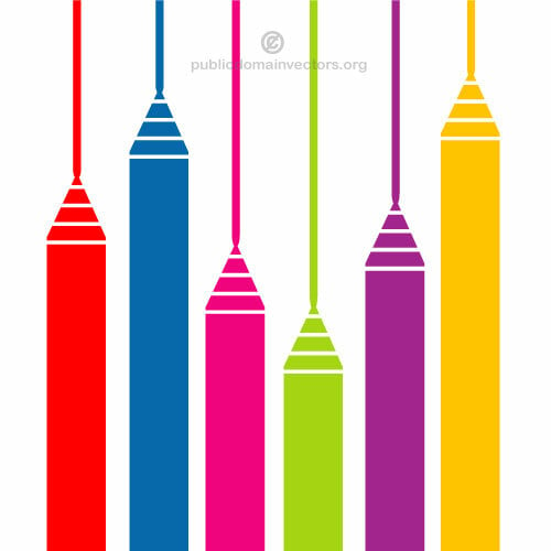 עפרונות צבעוניים וקטור אוסף