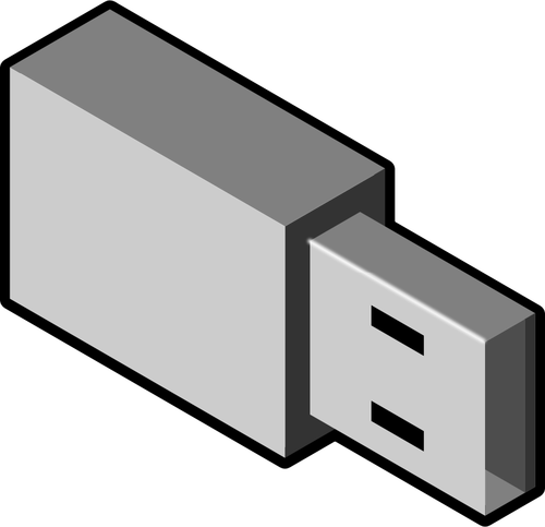 איור וקטורי של מקל זיכרון USB קטן בגווני אפור
