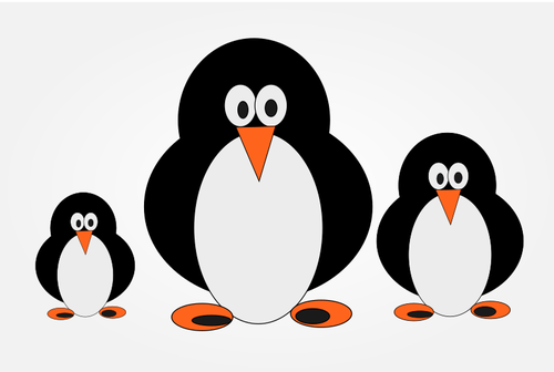 Penguin family clip art in color