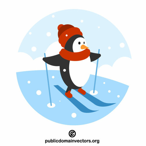 スキーに乗ったペンギン