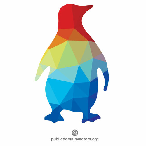 Пингвин цветной силуэт