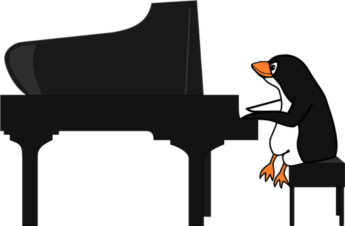 Penguin playing piano