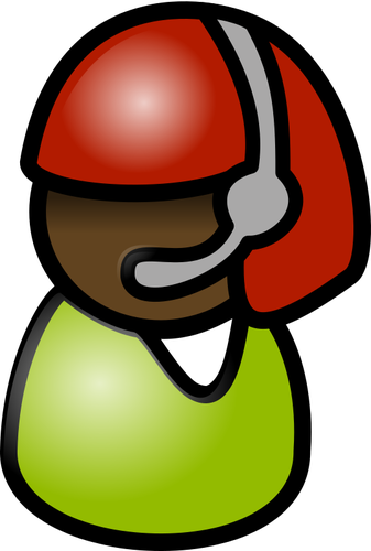 Clipart vectorial de mujer India con icono de operador de teléfono de pelo rojo