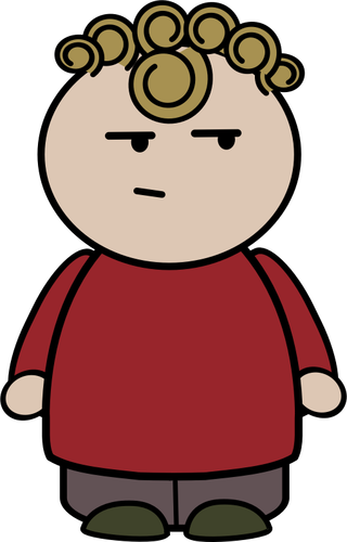 Vector illustration of chubby girl character with expression of doubt