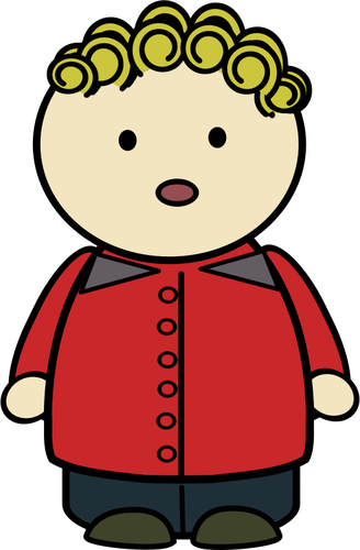 Vector drawing of chubby girl character with frightened expression