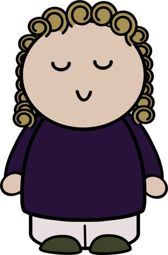 Vektor grafis karakter gadis gemuk dengan ekspresi konten