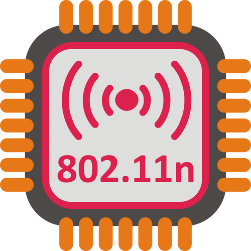 802.11n WiFi chipset stylizované ikony vektorové kreslení