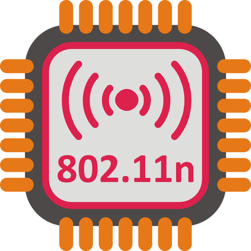 802.11 n WiFi chipset ícone estilizado desenho vetorial