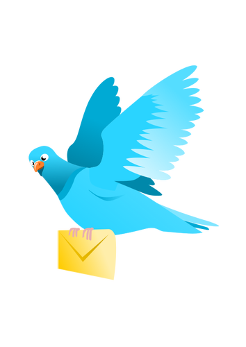 Drawing of a flying pigeon delivering a message