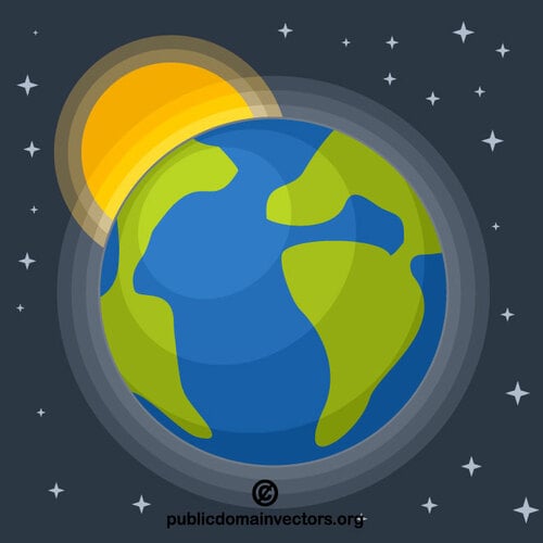 Planet Earth and the Sun | Public domain vectors