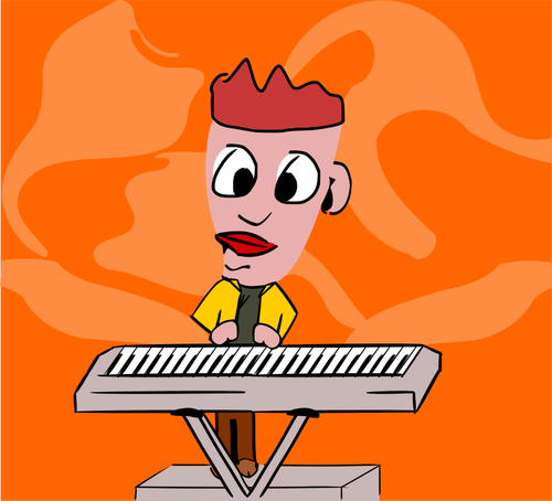 Boy playing keyboard vector image