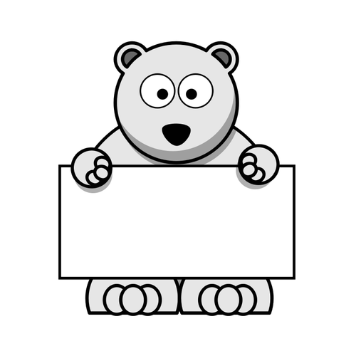 Polar bear holding blank signboard vector graphics