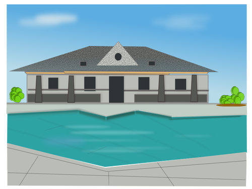 Ilustração em vetor villa à beira da piscina