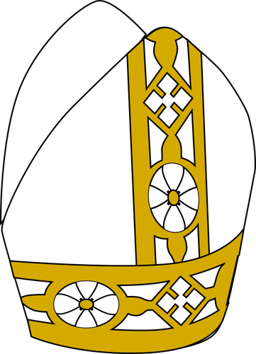 Pope hat in gold and white color illustration