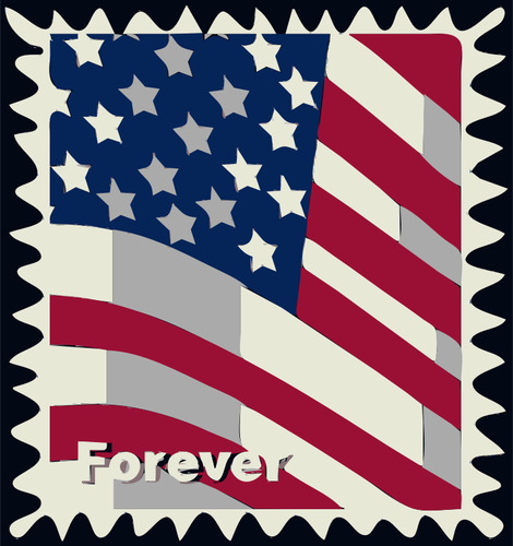 USA flag postal stamp vector illustration