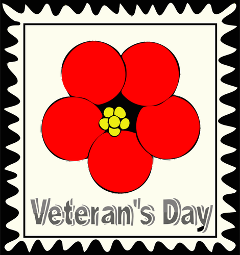 Poppy postage stamp vector drawing