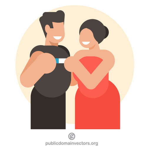 Pregnancy test happy couple - Public domain vectors