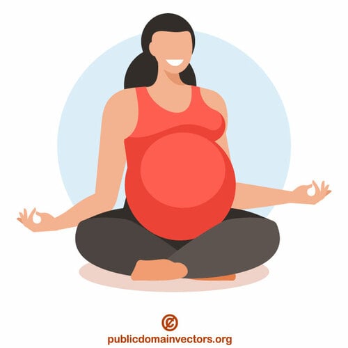 Gravid kvinna gör yoga
