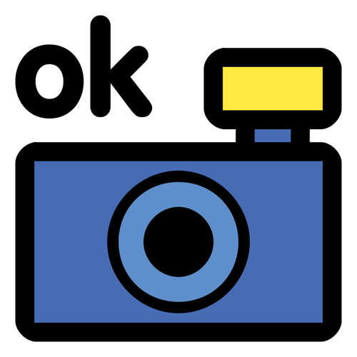 Foto cámara OK icono vector clip art