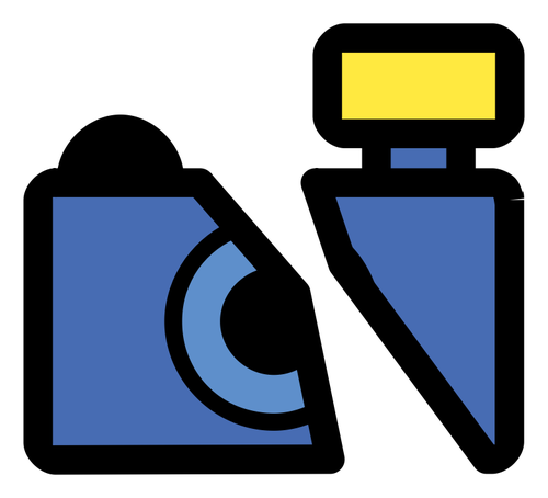 Vector graphics of broken photo camera drawn icon