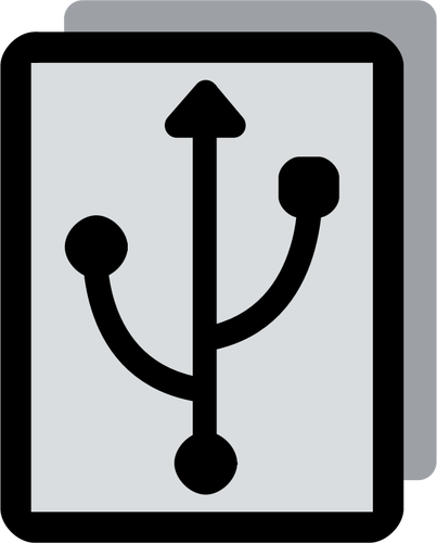 Clipart vetorial de tons de cinza USB plug rótulo de conector