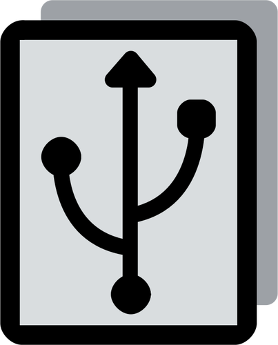 Vector clip art of grayscale USB plug connector label